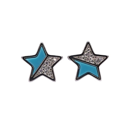 Cute blue star shaped sterling silver earring