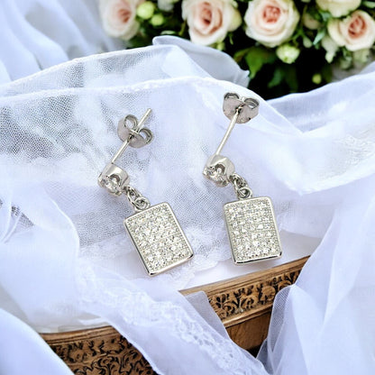 Zircon studded Rectangular drop earring