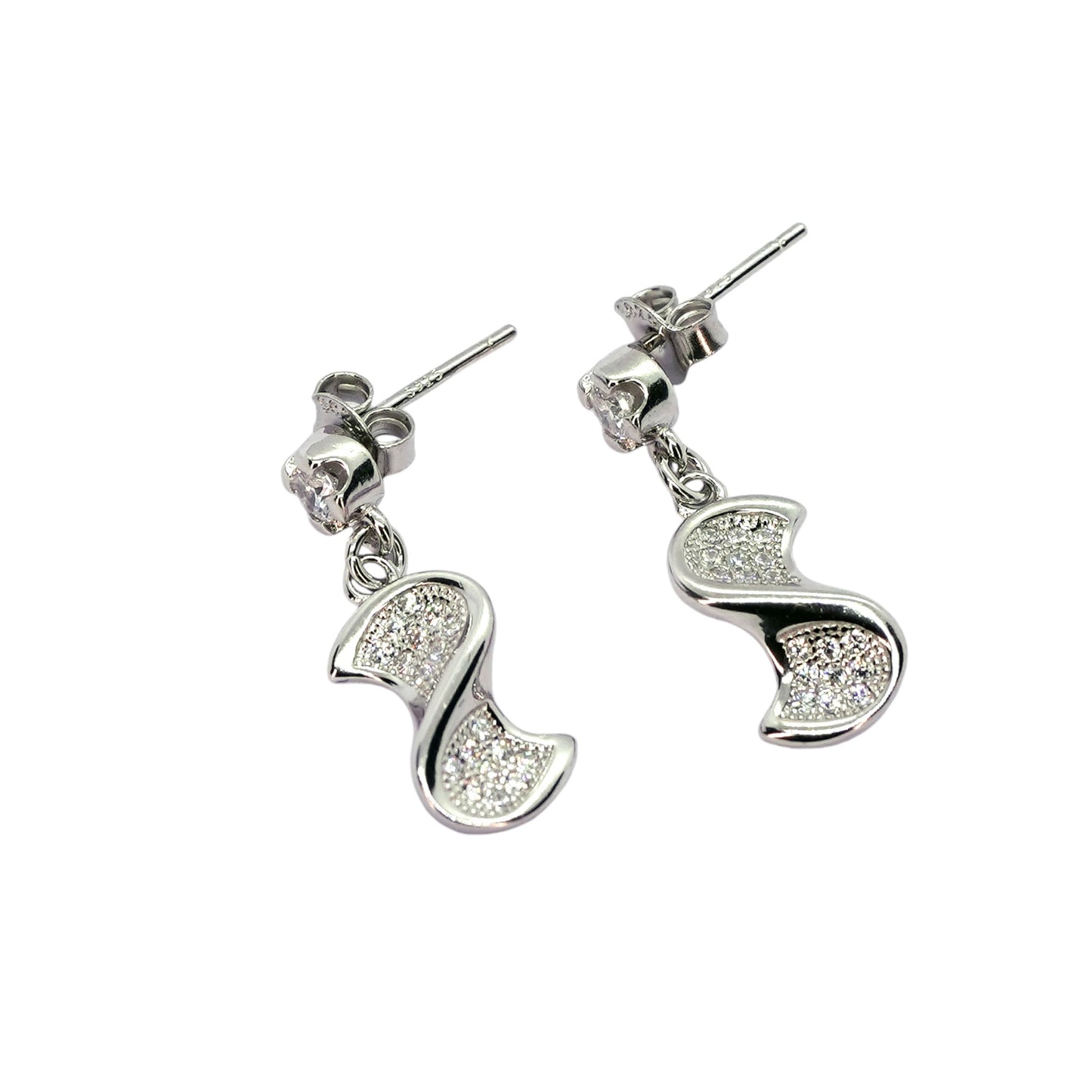 Dual S Sterling Silver Drop Earring