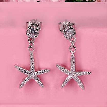 Star fish drop sterling silver earring