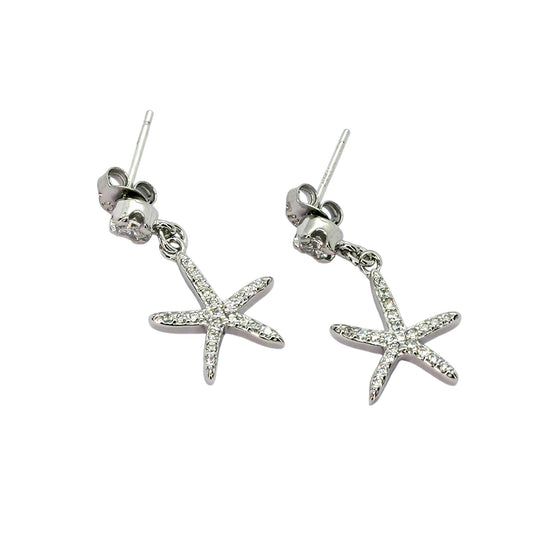 Star fish drop sterling silver earring