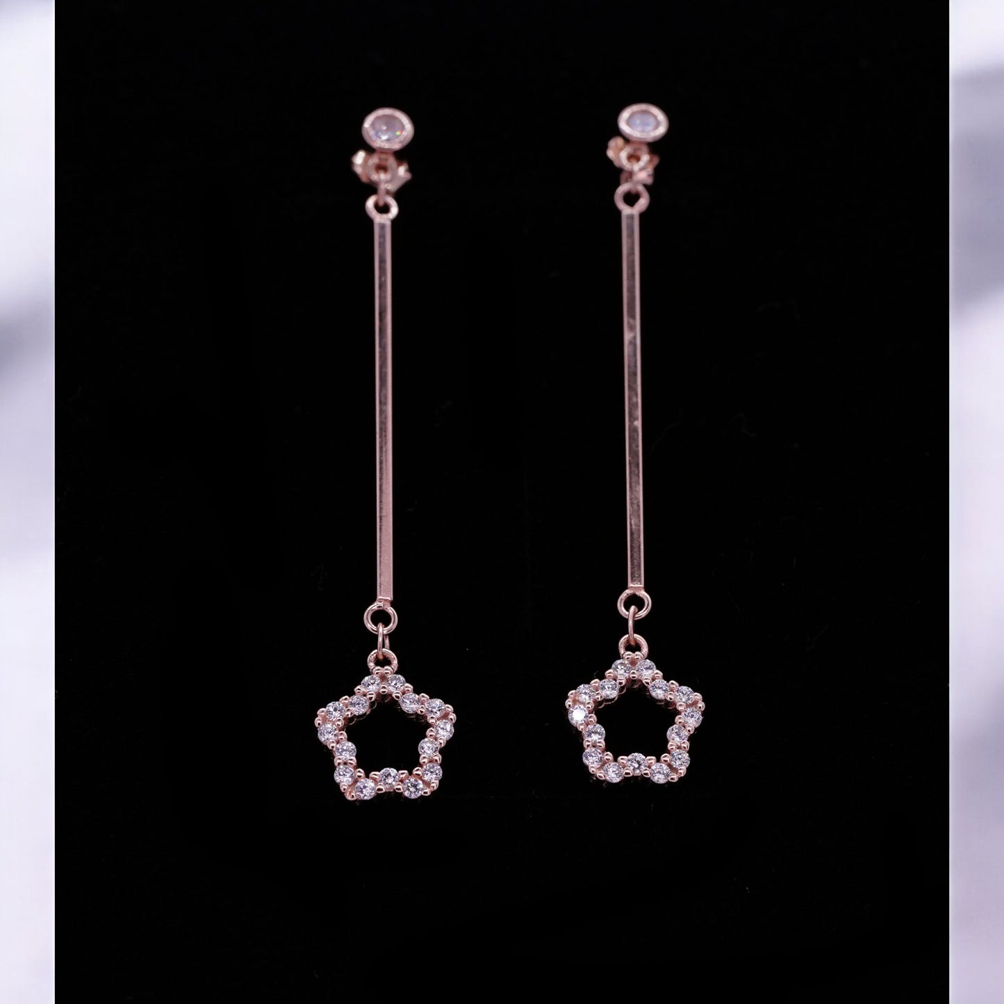 Star Drop rose gold sterling silver earring