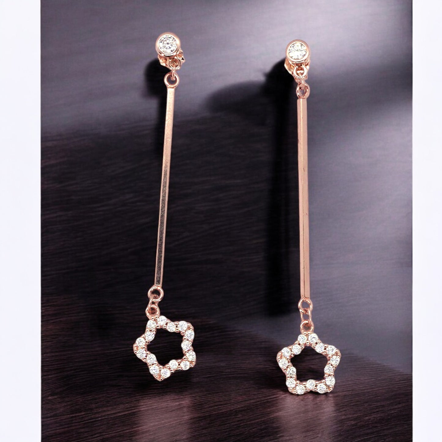 Star Drop rose gold sterling silver earring