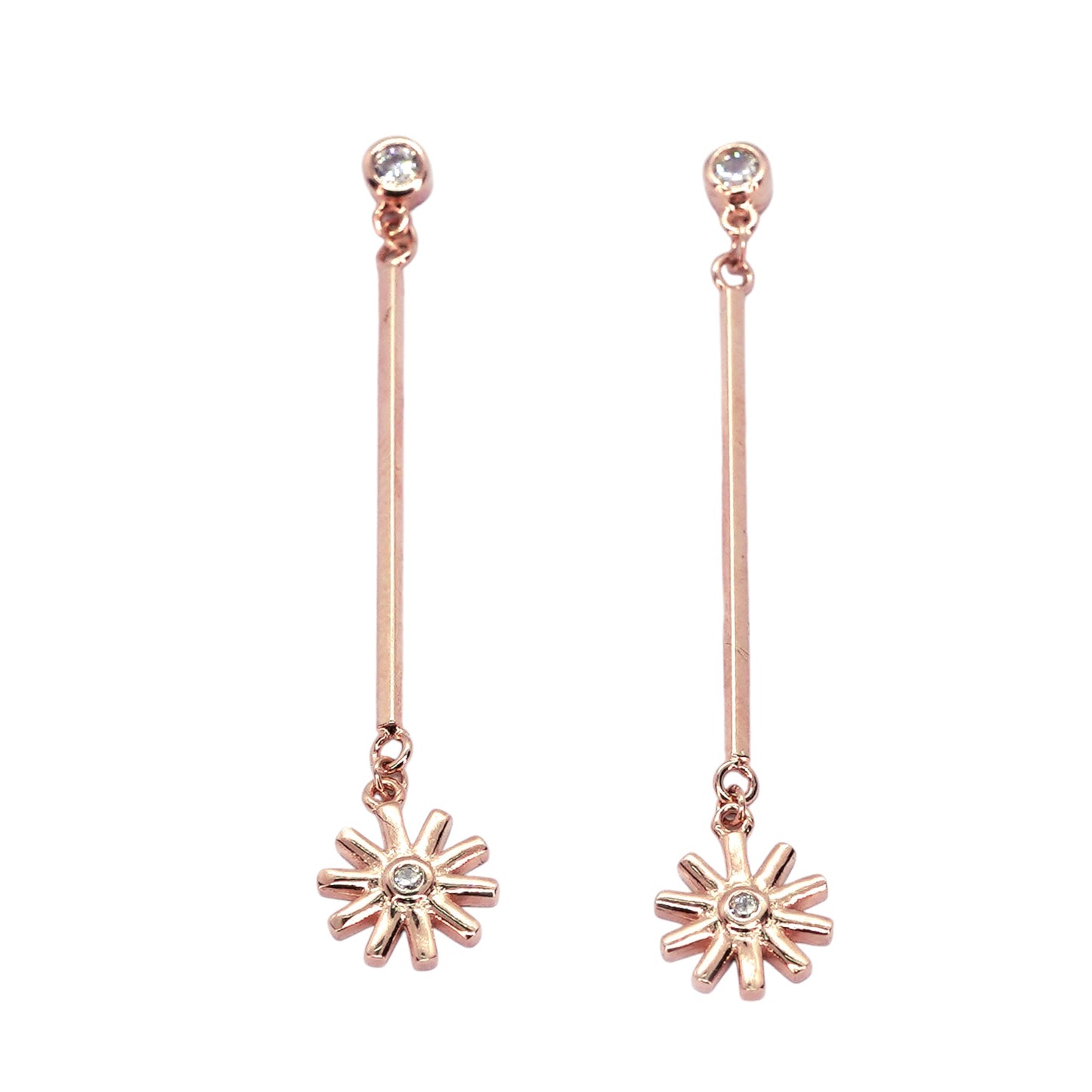 Flower Drop Rose Gold Earring