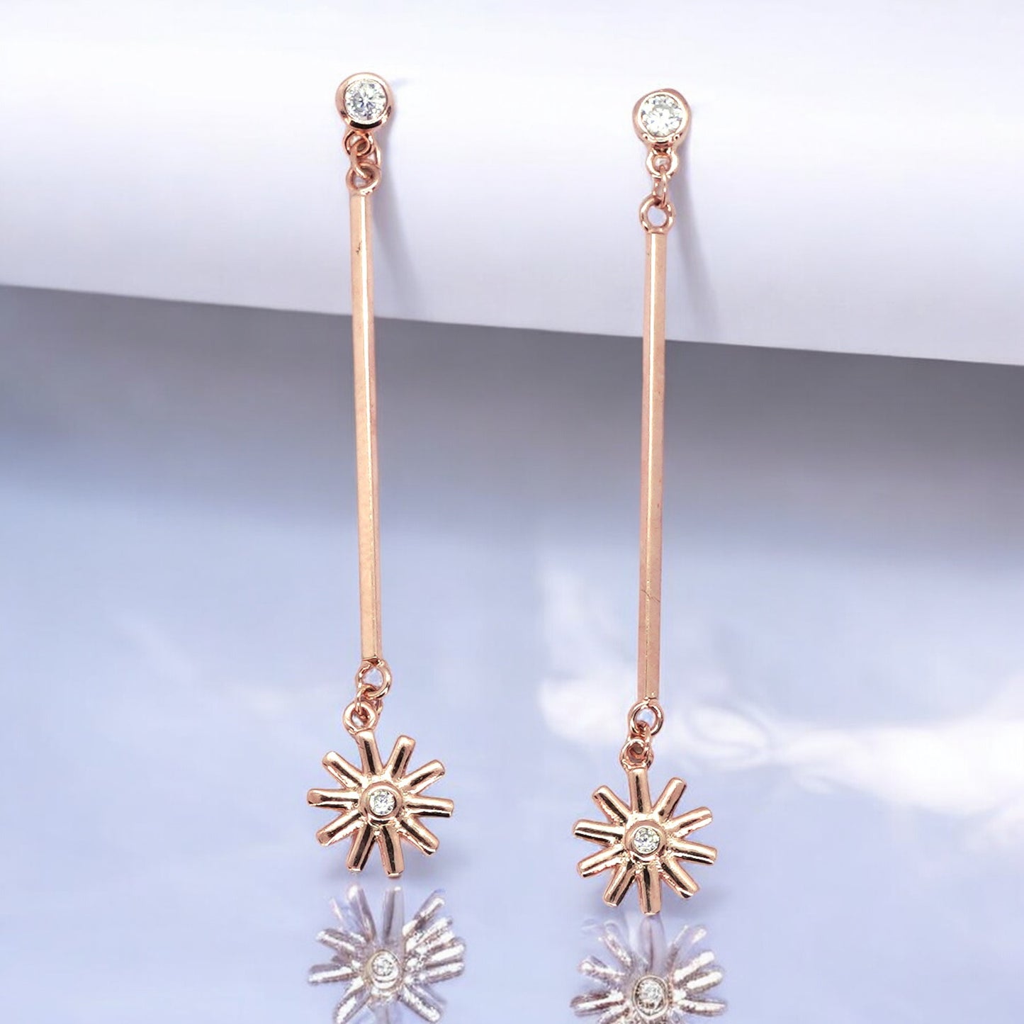 Flower Drop Rose Gold Earring