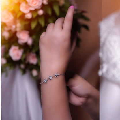 Minimalist Flower Following Silver Bracelet