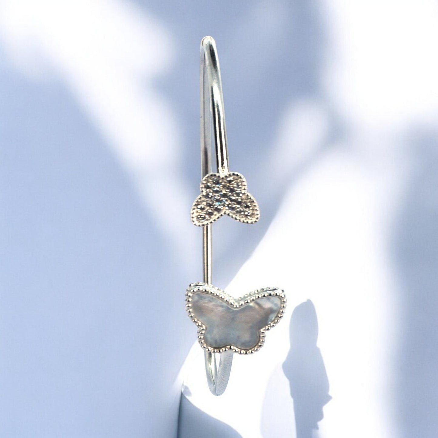 Twin Butterfly MOP Silver Kada