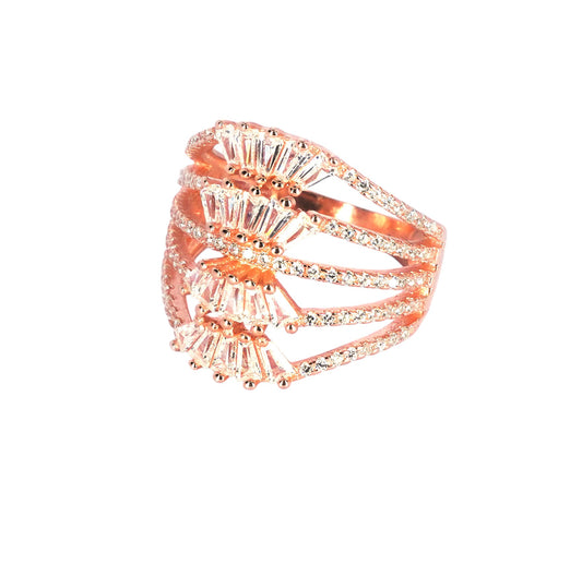 Crystal Crown Rose Gold CZ Ring