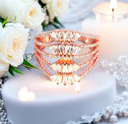 Crystal Crown Rose Gold CZ Ring