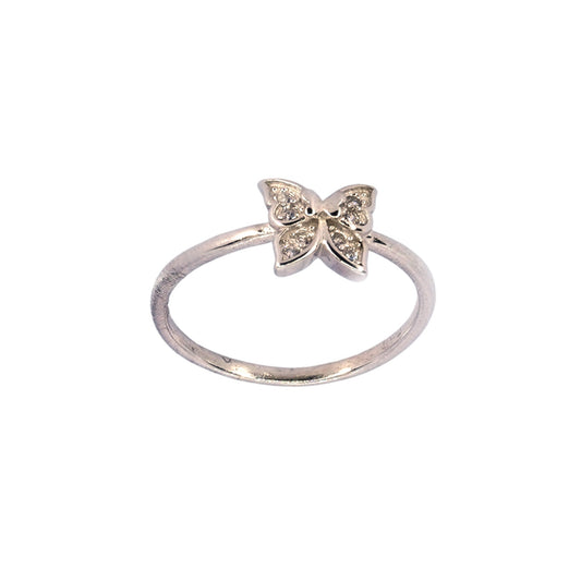 Minimalist Butterfly CZ Silver Ring