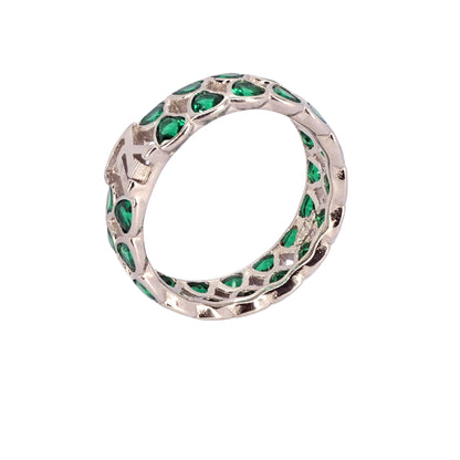 Emerald Studded Silver Ring