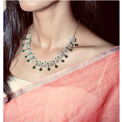 Twilight Emerald 925 Silver Statement Necklace
