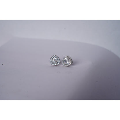 Zircon Triangular Silver Earrings