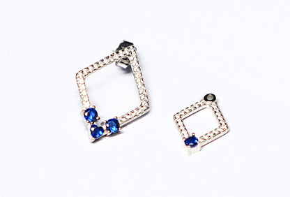 Dangling Diamond shape Sapphire 925 silver Earring