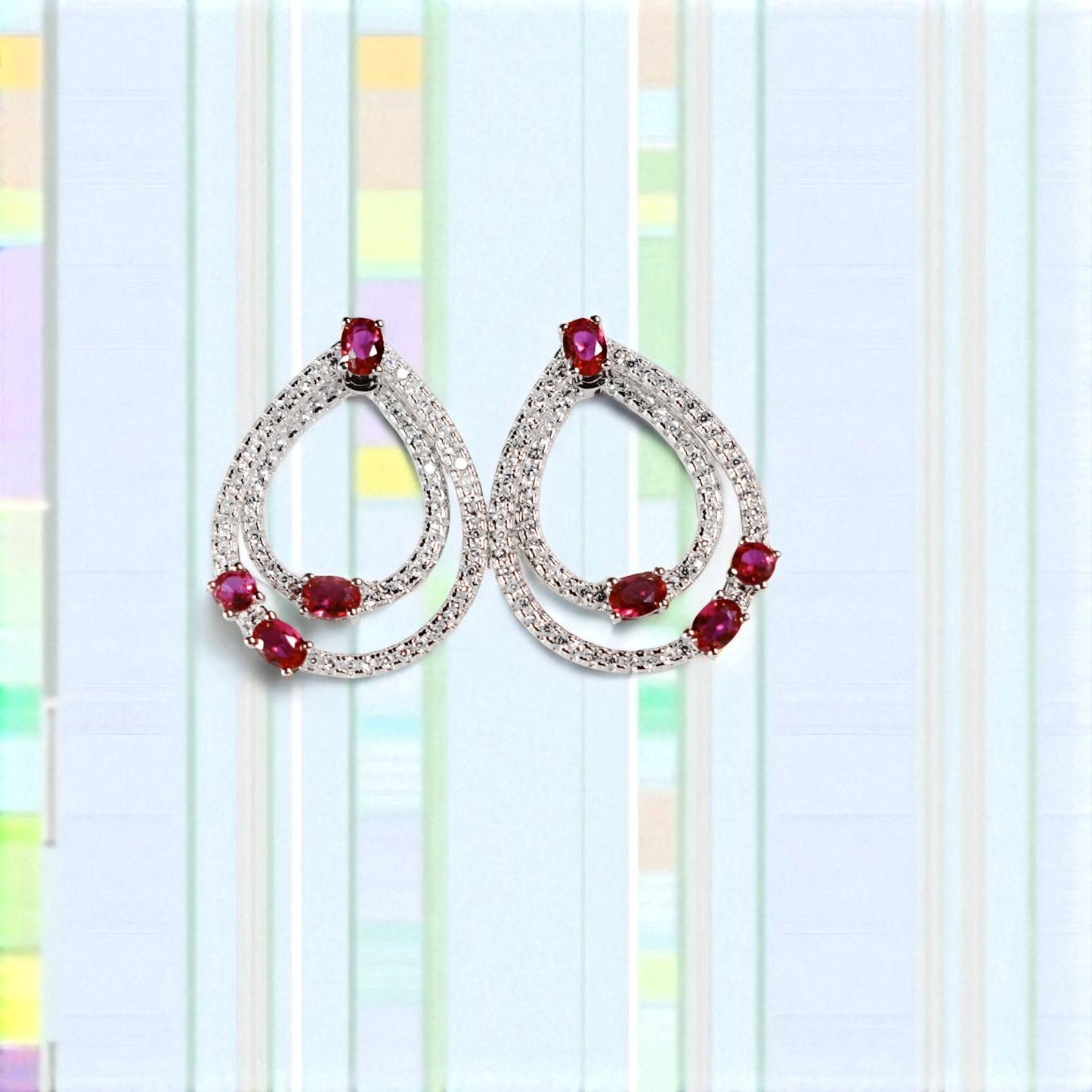 Dangling Teardrop with ruby stone earring