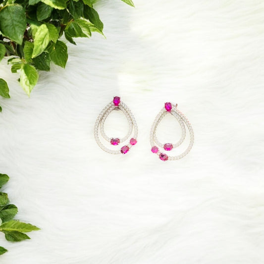 Dangling Teardrop with ruby stone earring