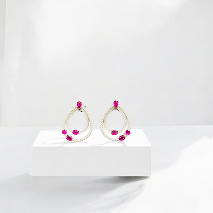 Dangling Teardrop with ruby stone earring
