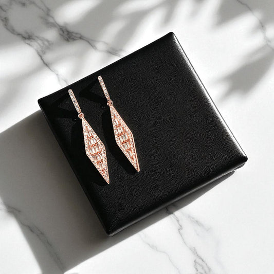 Diamond Rose Gold Drop Earring