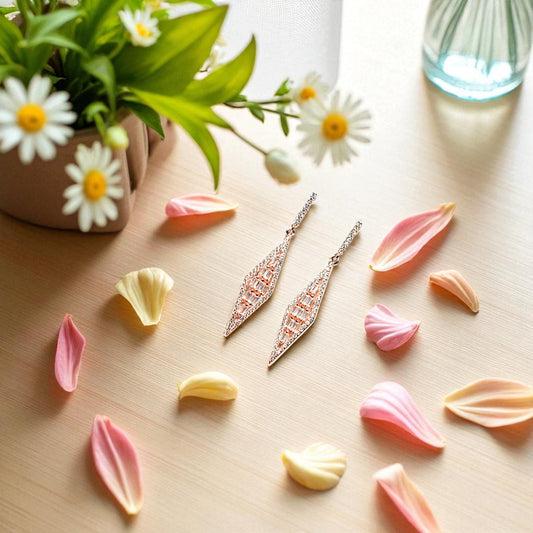 Diamond Rose Gold Drop Earring