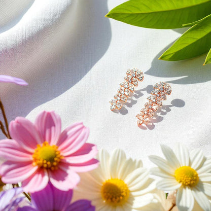 Cluster of petals Rose gold earring