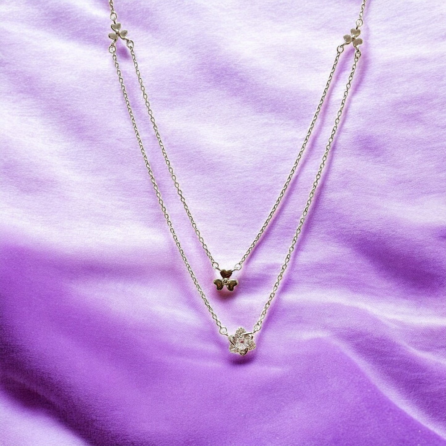 Double chain flower Necklace