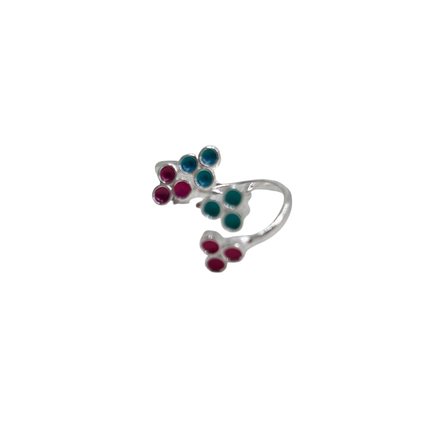 Dual tone enamel front open toe ring