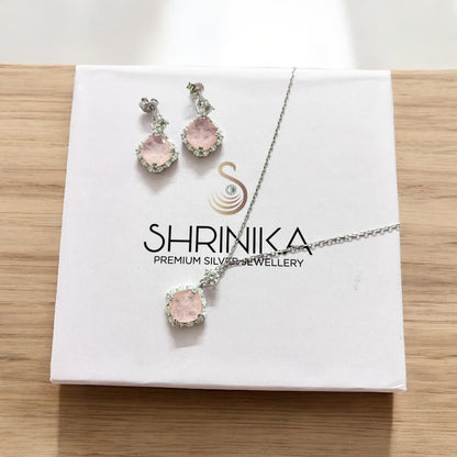 Dusky Rose 925 Silver Pendant set
