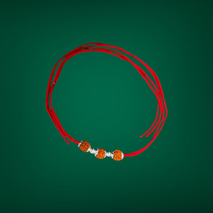 3 Rudraksh silver Rakhi