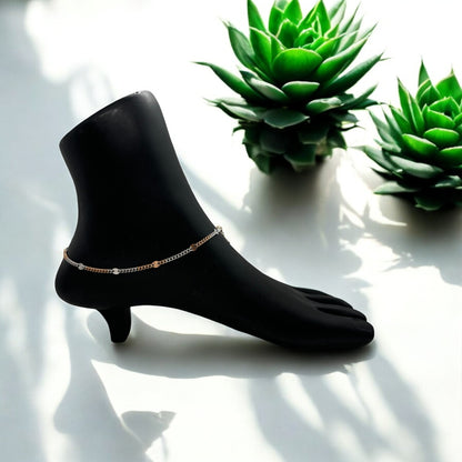 Elegant Dual Tone cutwork 925 Silver Anklets