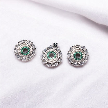 Elegant Emerald Silver pendant set