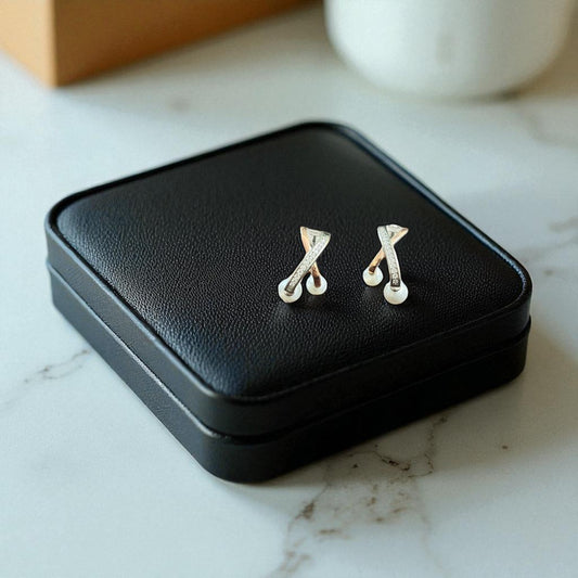 Elegant Pearl Rose gold Earrings