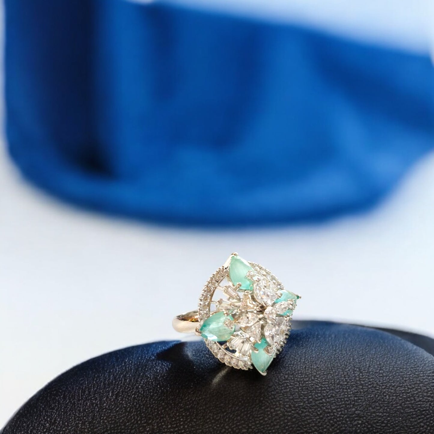 Elegant Sapphire Stone Cocktail Adjustable Ring