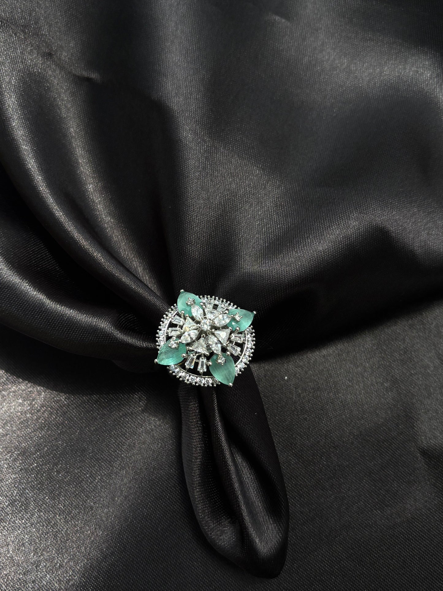 Elegant Sapphire Stone Cocktail Adjustable Ring