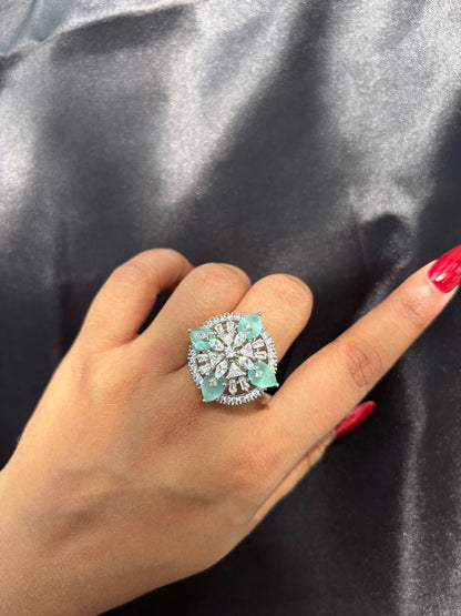 Elegant Sapphire Stone Cocktail Adjustable Ring