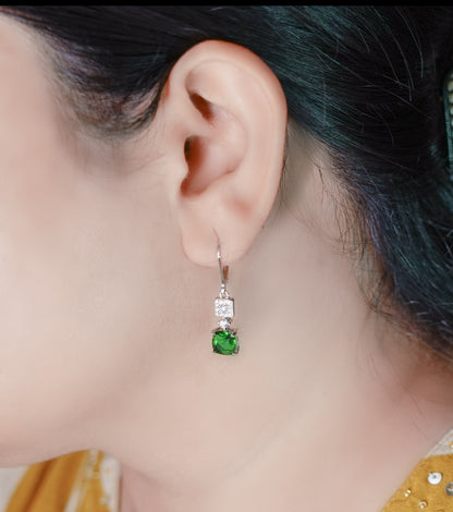Precious Stone Square cut 925 silver earring
