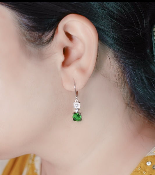 Precious Stone Square cut 925 silver earring
