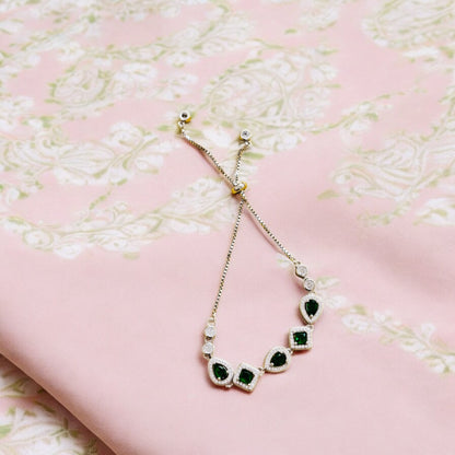 Emerald Stone Silver Bracelet