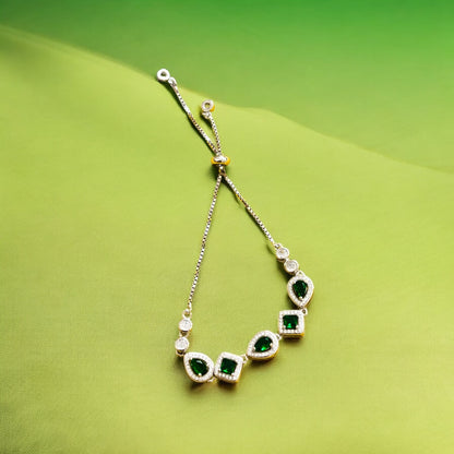 Emerald Stone Silver Bracelet
