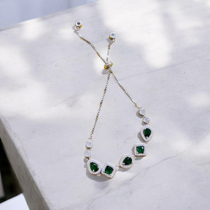Emerald Stone Silver Bracelet