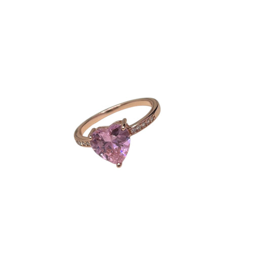 Empress pink heart Gold plated Silver ring