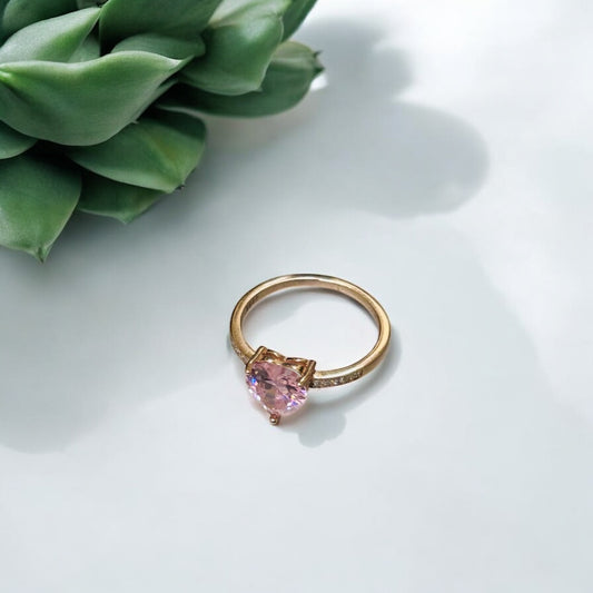 Empress pink heart Gold plated Silver ring
