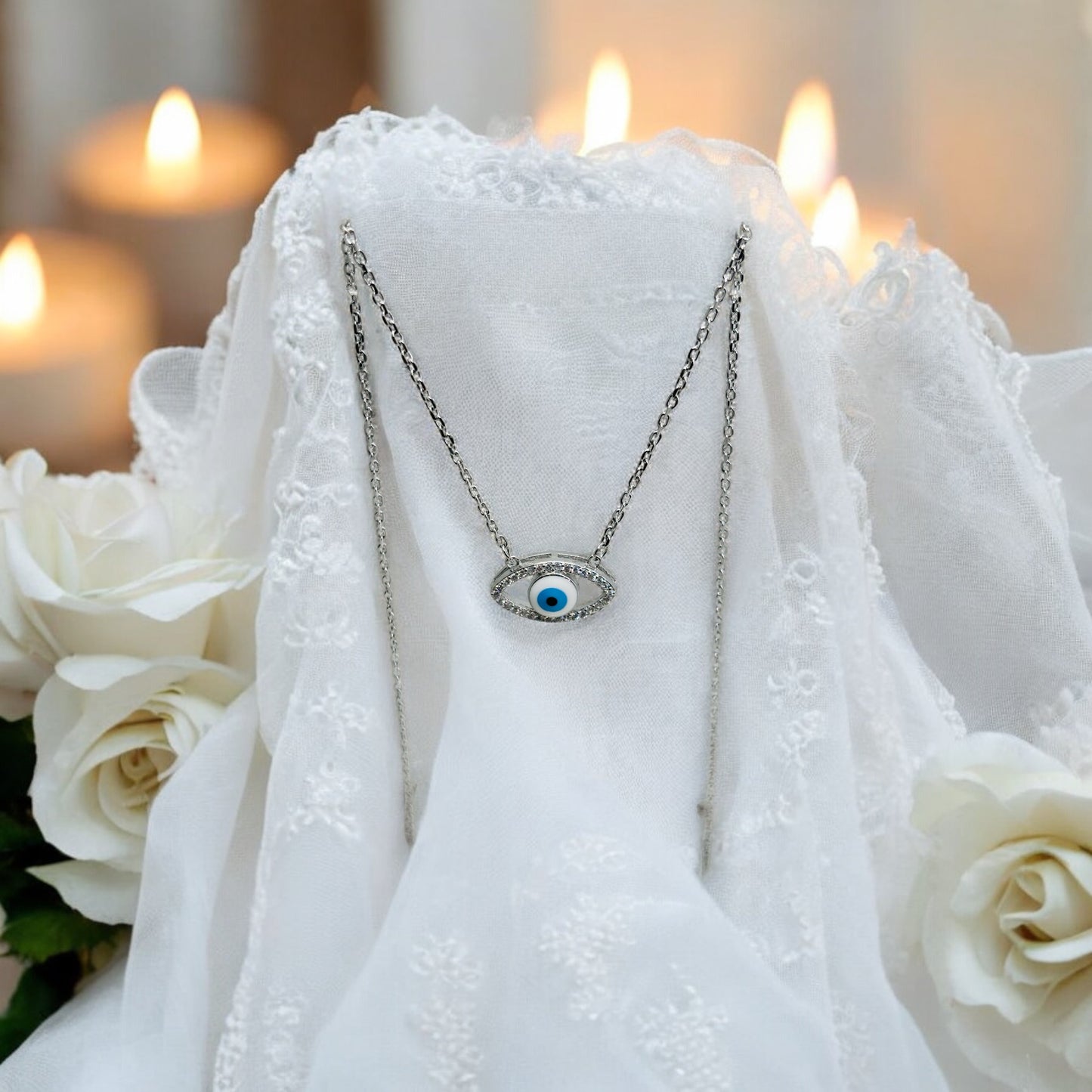 Evil Eye classical silver pendant chain