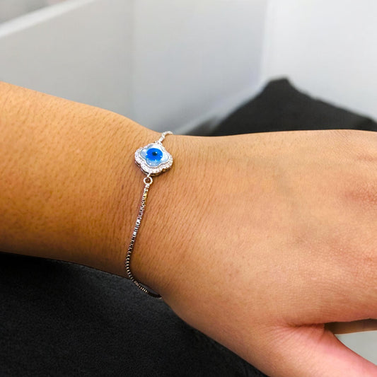 Evil eye flower bracelet