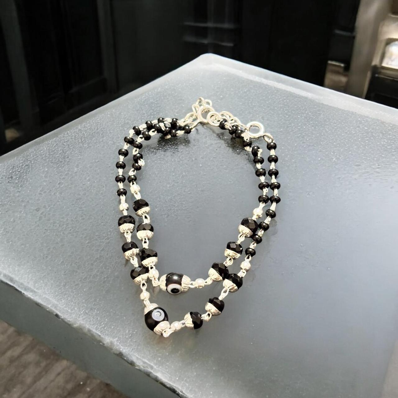 Evil eye kids silver nazaria in black colour
