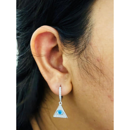 Evil Eye Zircon Silver Drop Earring