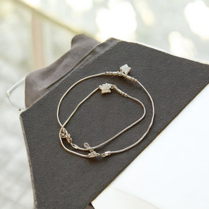 Silver anklet with butterfly charm