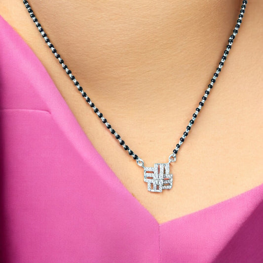 Swatik Emoji SIlver Mangalsutra