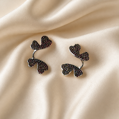 Black Butterfly Stylish Silver Earrings