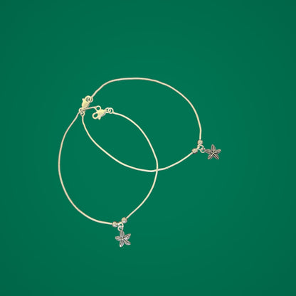 Star Fish Charm Oxidised anklet