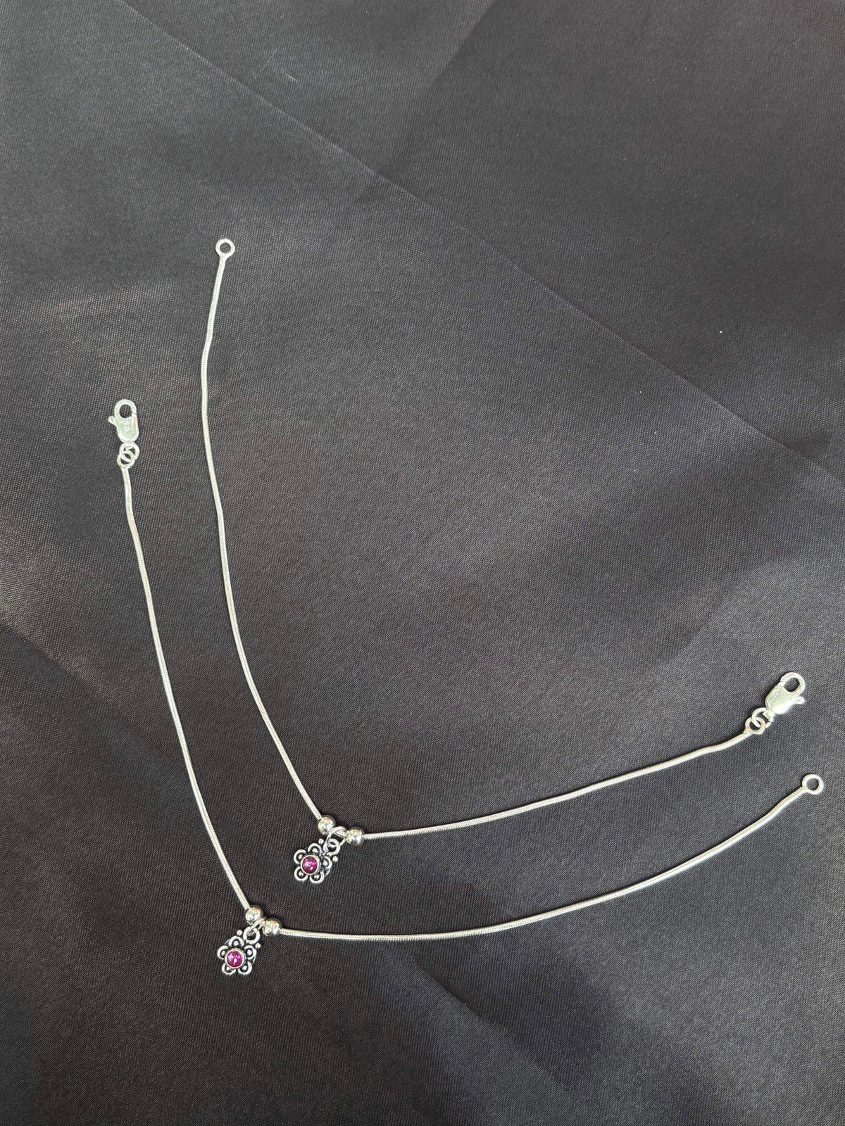 Floral Charm oxidised Anklet